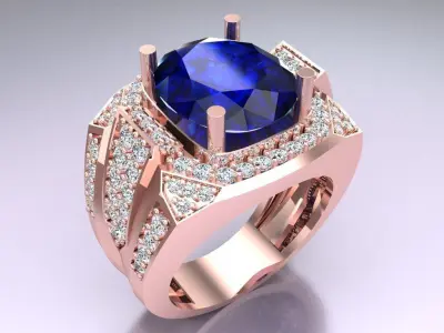 Oval Stone Ring - Diamond Ring - N2411 3D print model