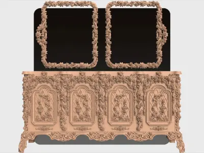 Carved console ornament for cnc 04 3D model