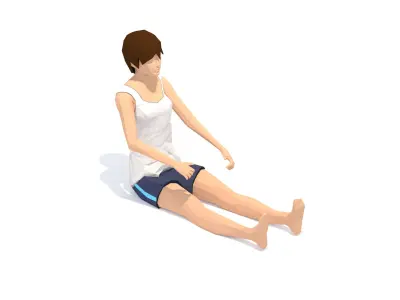 Seated Forward Bend Yoga Exercise Woman Animation Low-poly 3D model