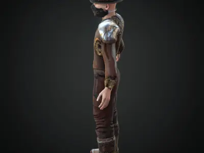  Steampunk rigged character Low-poly 3D model