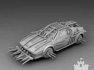 Sports car with spikes 3D print model