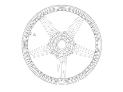 3D printable 5-spoke wheel with accessories 3D print model