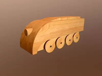 Wooden Toy Train - Engine 001 Low-poly 3D model