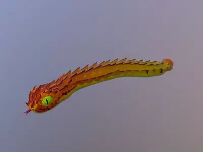Low poly snake with animations Low-poly 3D model