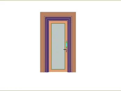 Wooden Door with Half Glass Frame Low-poly 3D model