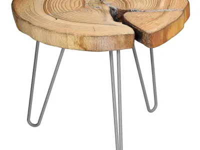 Eco Loft style coffee Table  wood Rustic made from cut solid 3D model