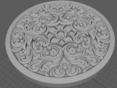rosette ornately carved plate 3D model purchase