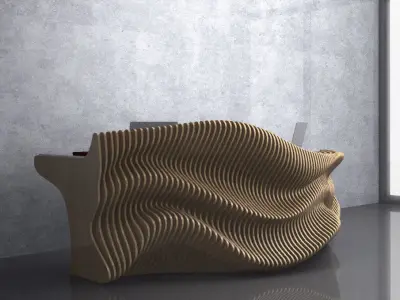 Parametric Wavy Wooden Furniture 10  - CNC files for cutting 3D model