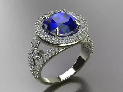  Beautiful ring with diamonds 3D print model