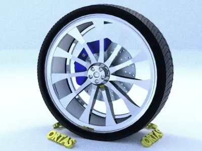 ORTAS CAR RIM 9 AND 10 GAME READY RIM TIRE AND DISC 3D Model Pack