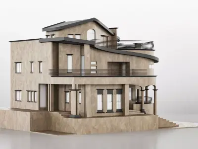 Three Story House Low-poly 3D model