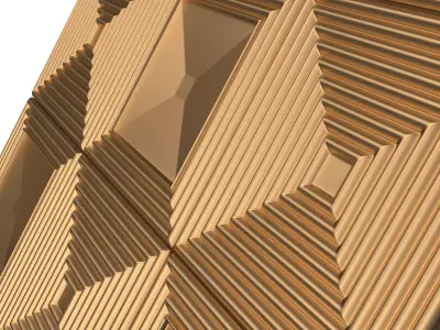 Parametric Decorative Panel 03 Gold Low-poly 3D model