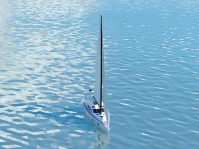 Luxury Sailing Boat Low Poly Low-poly 3D model