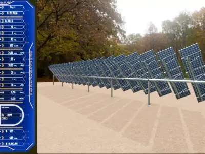 Dual Axis Solar Tracker Table 2x10x2-0-55 and 25 Degree Low-poly 3D model
