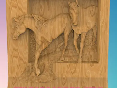 Two Horses 3D MODEL STL FILE FOR CNC ROUTER LASER 3D print model