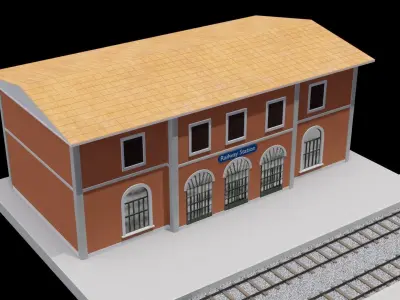 Railway station Low-poly 3D model
