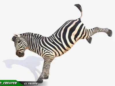 Lowpoly Zebra Animated 3D model Low-poly 3D model