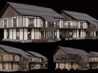 Medieval Village Pack 09 - 3 Assets - 4K Textures Game Ready Low-poly 3D model