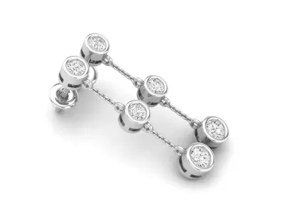 AV 457 Round White Diamond Ladies Three Stone Drop Earrings 3D print model