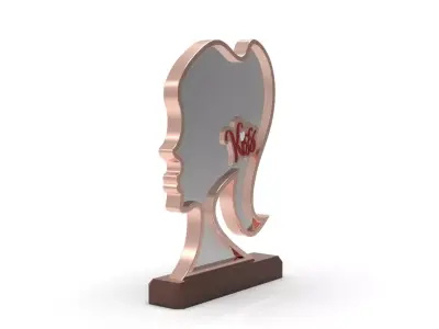 New  Desktop Mirror Design - framed and on a stand - Miss Kiss Low-poly 3D model