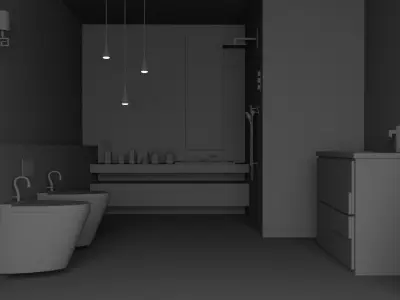 Bathroom-modern modern bathroom with tiled walls 3D model