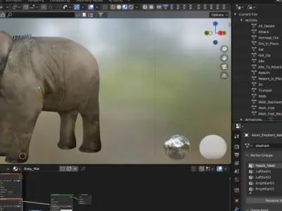 Baby Elephant Calf Low-poly 3D model