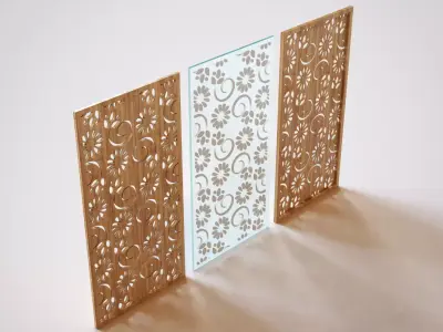 Partition three wooden panels 3D model buy