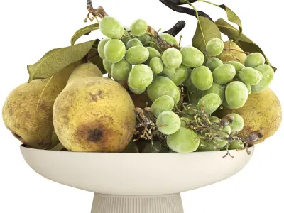 bowl of pears and grapes 3D model