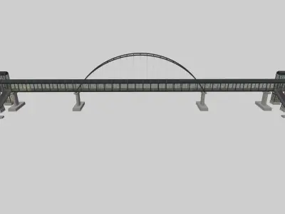 Modern Steel Pedestrian Bridge 3D model