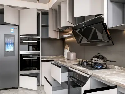 Kitchen fully parametric Resizable manufacturable 0066 3D model