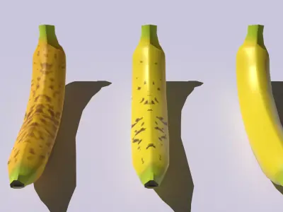 Lowpoly Banana three bananas Free low-poly 3D model