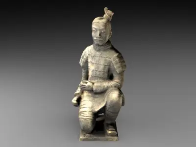 Chinese Kneeling Archer Qin Dynasty Raw Scan Free low-poly 3D model