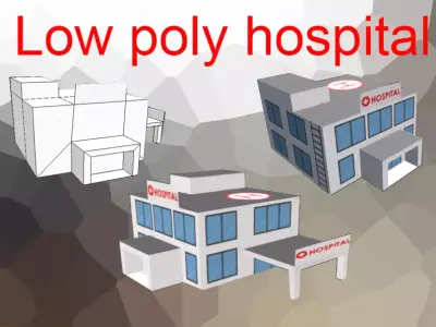 Hospital Low-poly 3D model Low-poly 3D model building Free low-poly 3D model