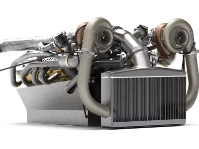 Chevy LS1 V8 Twin Turbo Low-poly 3D model