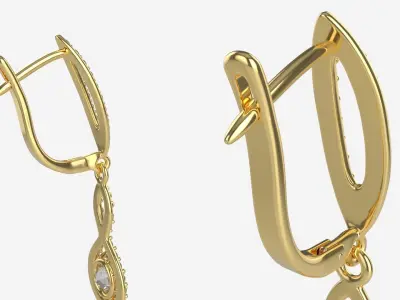 Earrings Diamond Gold Jewelry 02 3D model