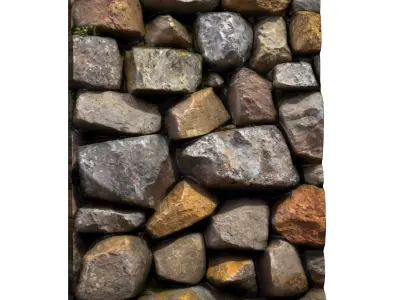 Tumbled Stone Wall Low Poly Asset 3D print model
