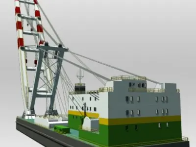 Crane Barge 3D model