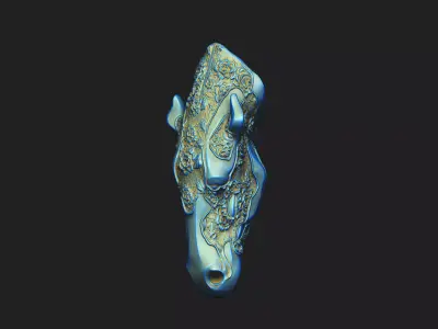 horse decor floral detail head art other home myth knight 3D print model