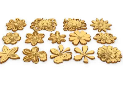  Decorative Flowers Set 01 3D model