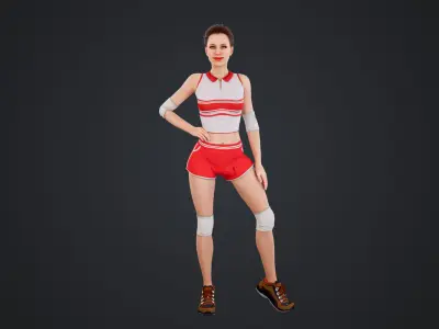 Female Volleyball Player Low-poly 3D model