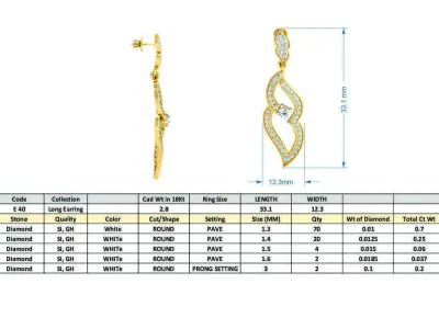 Women Earring 3DM STL OBJ FBX Render Details 3D print model 10