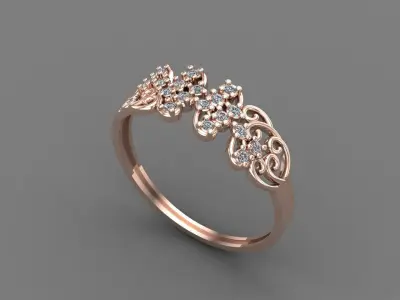 Women Ring Diamond Stone STL 3DM Lightweight Printable 3D print model 42