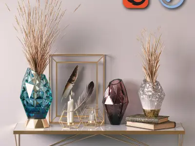 Golden Decorative Set 01 3D model