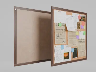 Customizable Wooden Wall Cork Board - Square Office Pin Board Low-poly 3D model