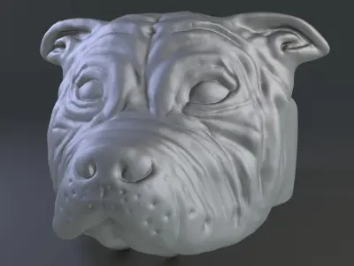 Ring with dog face 3D print model