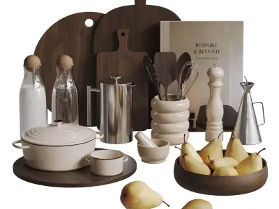 Kitchen Decor Set With Pears 3D model