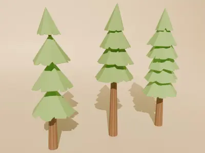 Low poly trees and rocks Free low-poly 3D model