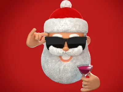 Animated Santa Shades Low-poly 3D model
