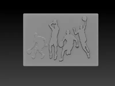 Basketballers group of people playing basketball 3D print model
