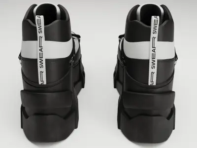 Sneakers Swear on platform Black Low-poly 3D model